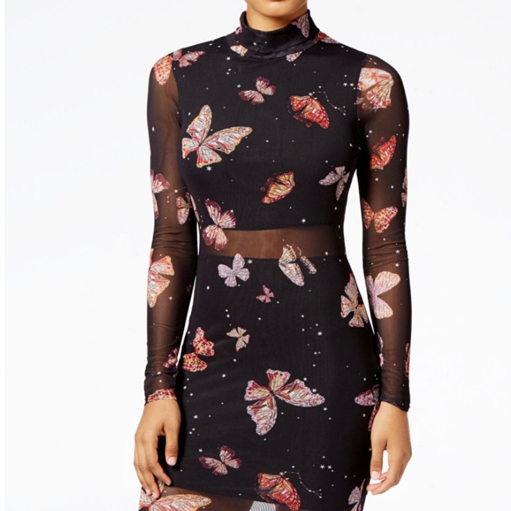 Material Girl Juniors Printed Mesh Butterfly Bodycon Dress-FREE shipping!!!!